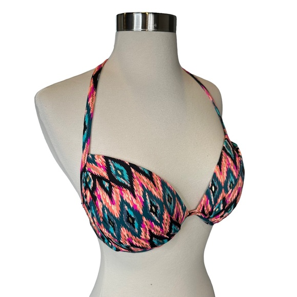 Shade & Shore Bikini Top Womens Padded Push Up Wired Halter 90s 34D - Picture 10 of 10